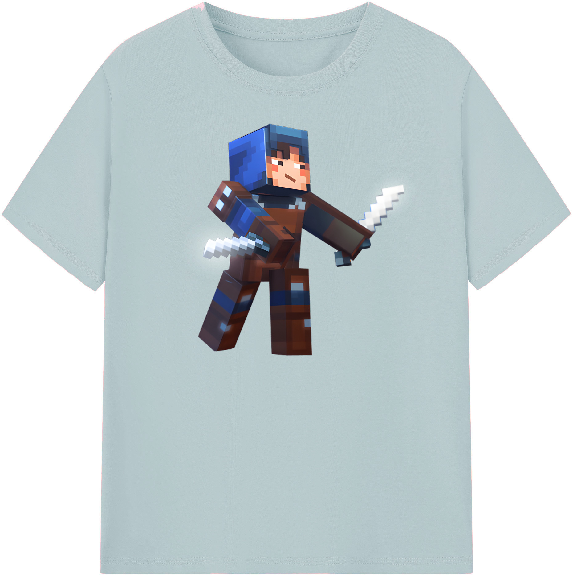 （画像用） マインクラフト ブロックの世界 Minecraft MC Block world 綿100％半袖Tシャツ（フロントプリント）